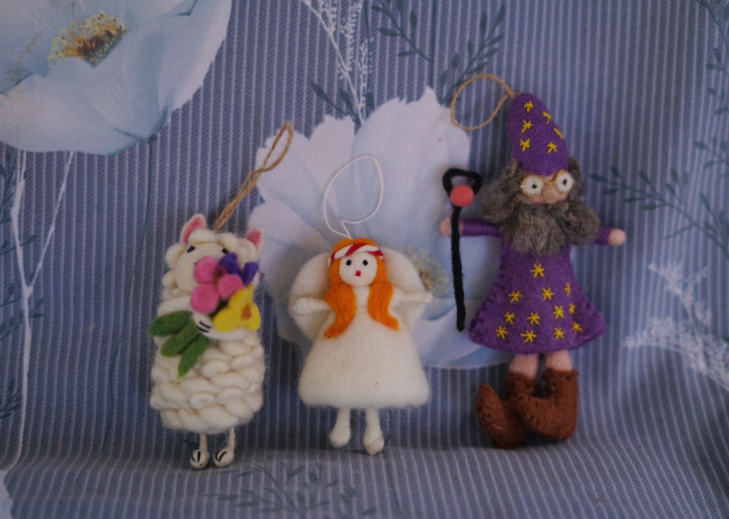 Wendall the Wizard handmade felt hanging decoration