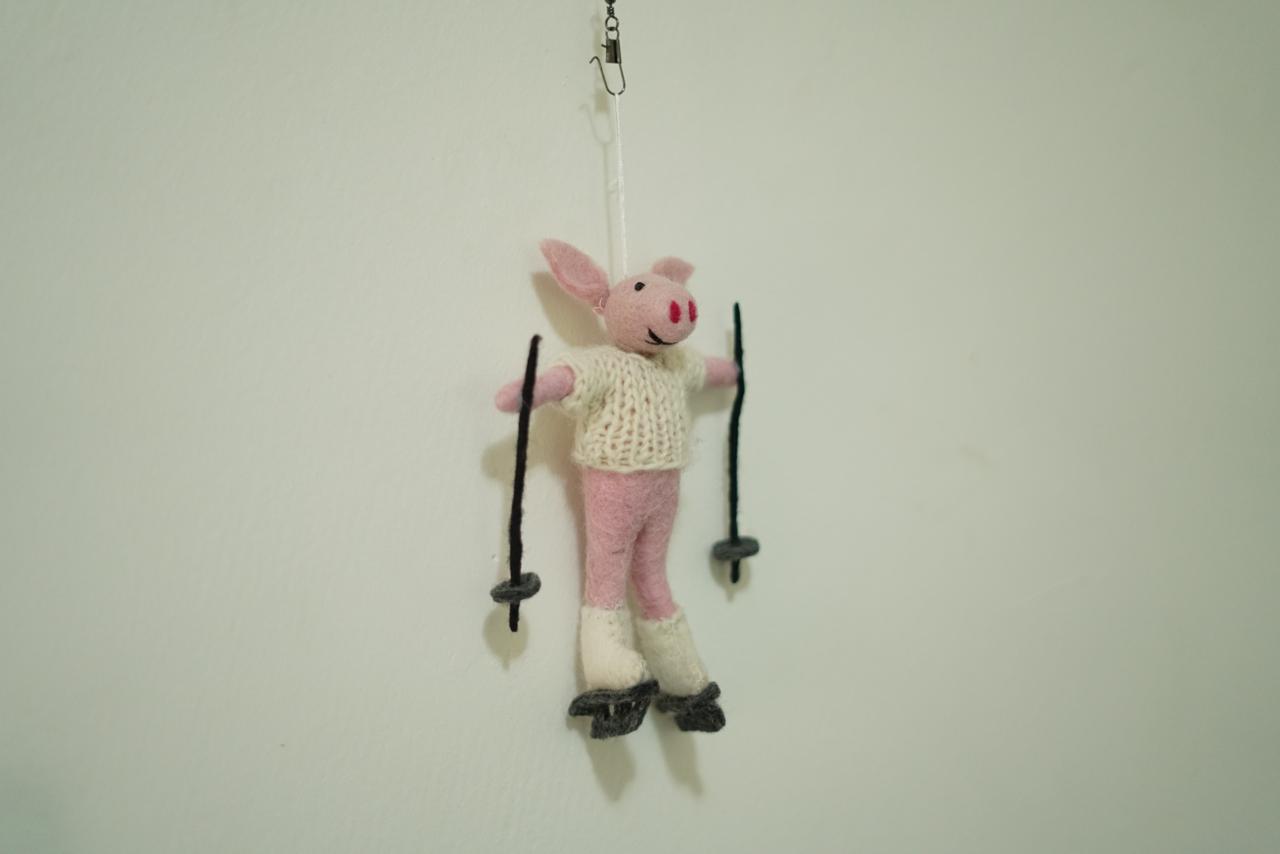 Handmade Alpine Swing Pig Ornaments