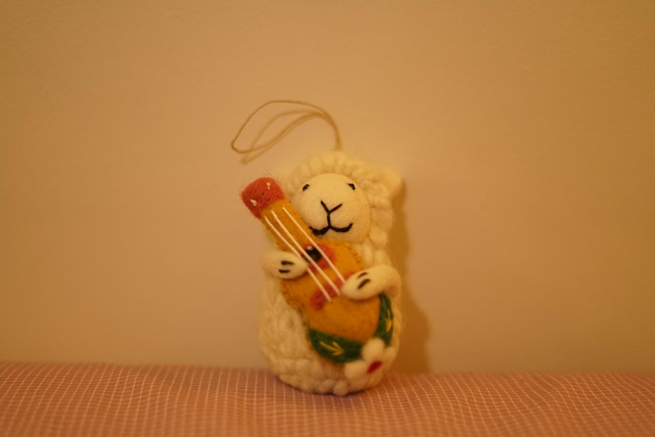 Handmade Musical Felt Sheep Ornament