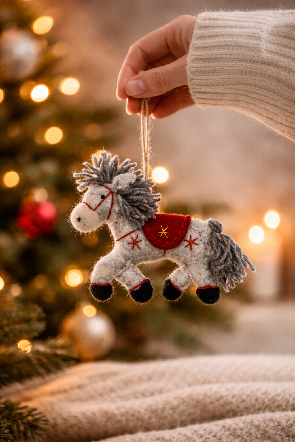 👉 Handmade Felt Horse Ornament – Cozy Handmade Gift & Home Decor