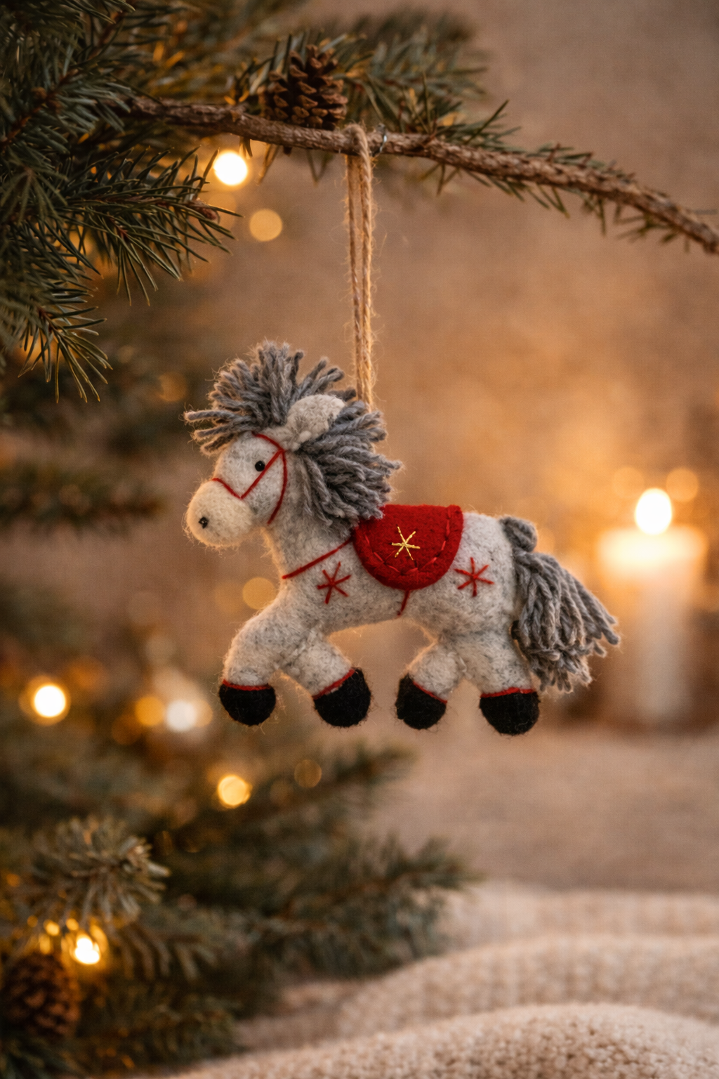 👉 Handmade Felt Horse Ornament – Cozy Handmade Gift & Home Decor