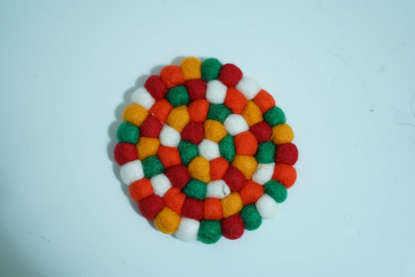 Wool Felt Ball Coasters – Handmade Table Décor