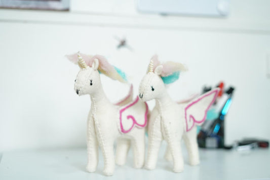 Felt Rainbow Unicorn – Handmade Wool Toy / Decoration