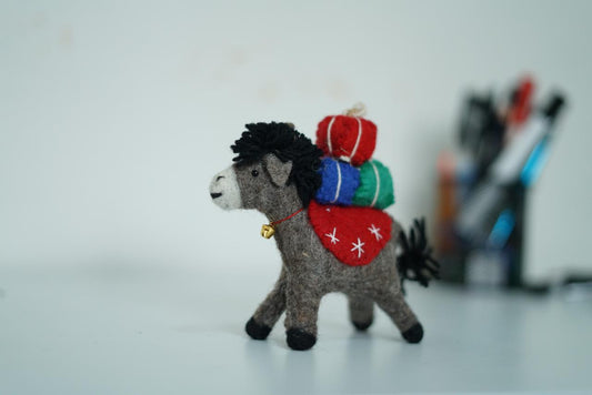 Felt Ornament Donkey with Gifts – Handmade Christmas Decoration