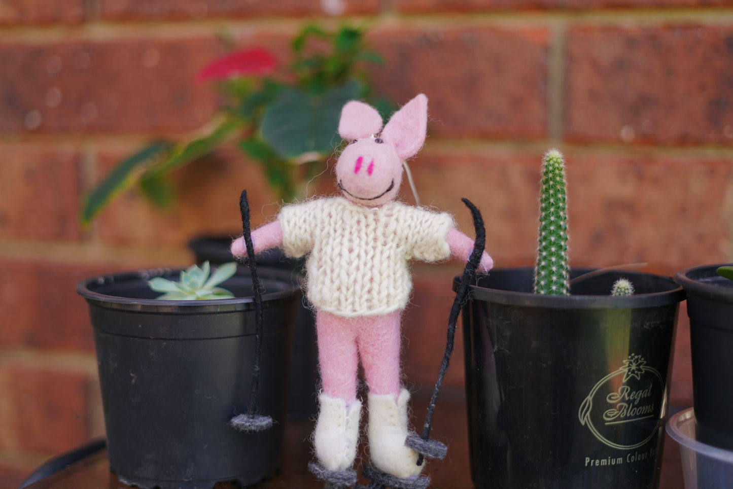 Handmade Alpine Swing Pig Ornaments