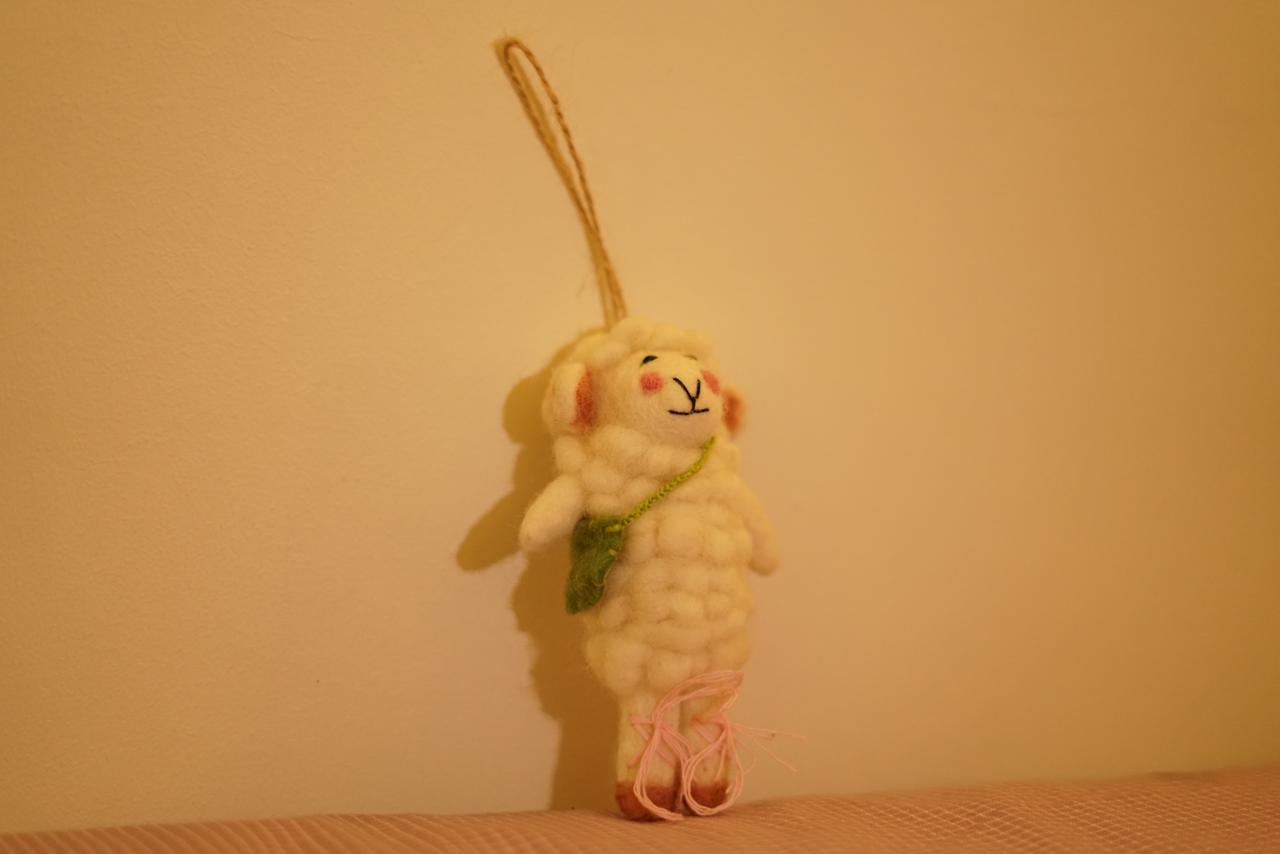 Needle-Felted Wool Sheep Ornament
