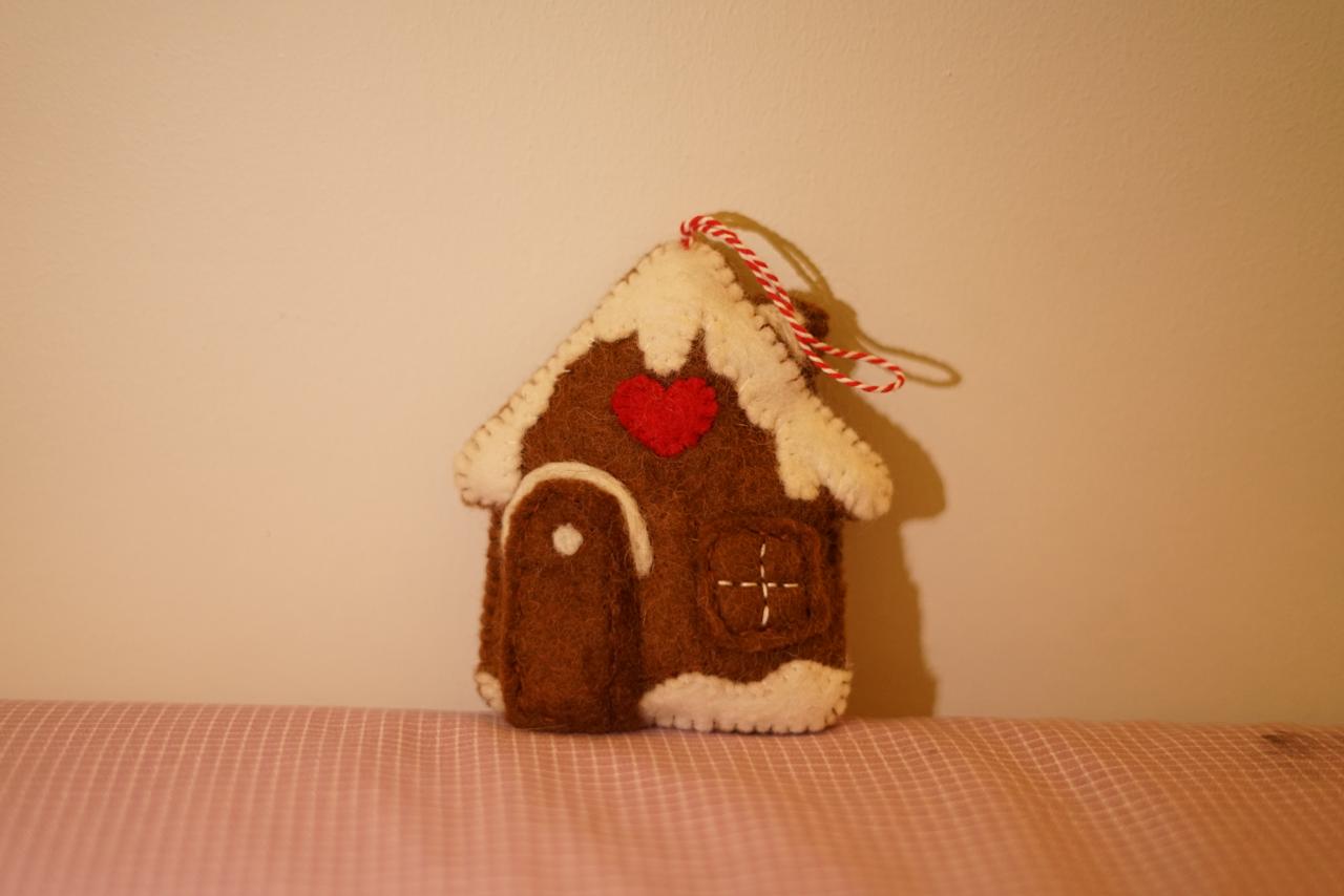 Handcrafted Felt Gingerbread House Christmas Ornament